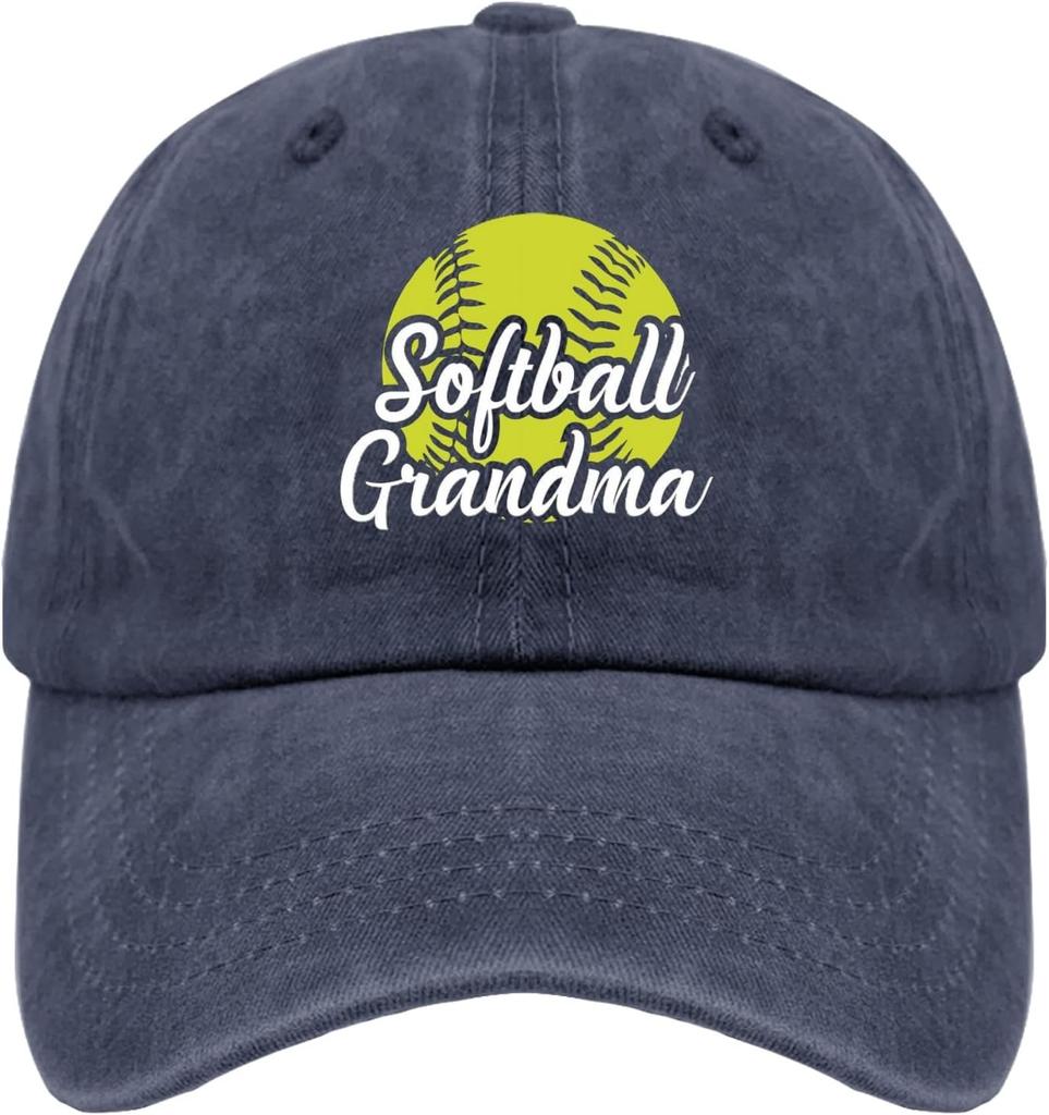 Softball Grandma Baseball Cap Washed Denim Adjustable Casual Hat for Adult Women