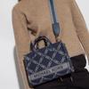 MICHAEL KORS Gigi Logo Chain Jacquard Pattern Commuting Business Fabric Tote Bag Shopping Bag Shoulder Crossbody Handbag Medium Women's Navy Blue