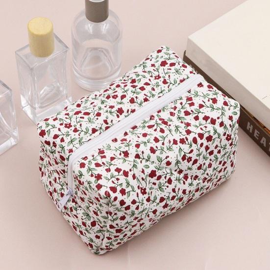Косметичка с цветочным принтом, большая емкость, на молнии, портативная, многофункциональная, для женщин и девочек, дорожная губная помада, косметический органайзер для туалетных принадлежностей, сумка