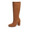 European and American pointed new high-heeled boots thick-heeled fashion boots suede temperament European and American sexy women 20 large size