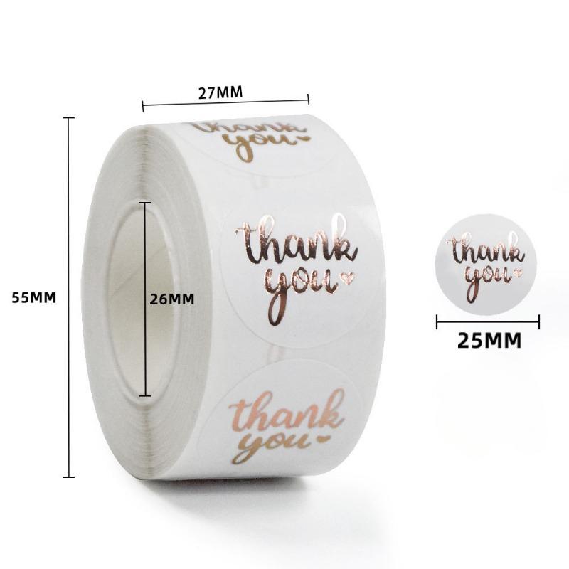 500 Наклеек/рулон Наклеек «Спасибо» из золотой фольги Коробки для подарочных карт Украшение для упаковки на вечеринку Упаковка для выпечки