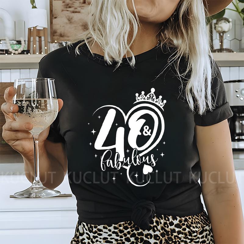 Женская футболка 40th Fabulous Tees Женская футболка для вечеринки в честь 40-летия королевы Модные графические топы Повседневная эстетичная женская одежда