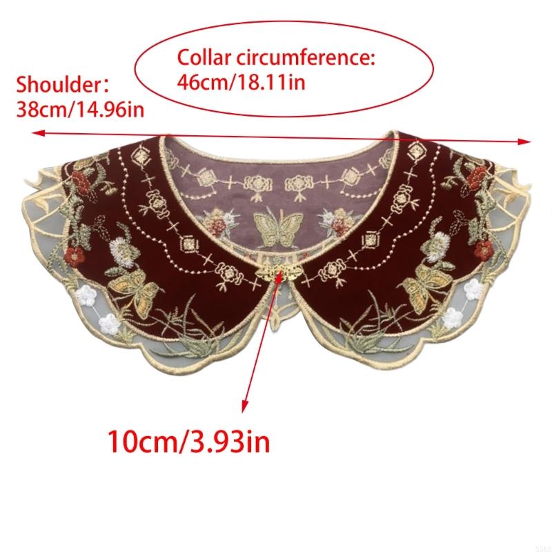 Lace Floral Girls Lapel Decorative Embroidery Collar Flower Ancient Art Traditional Lace Shawl Collar Lapel