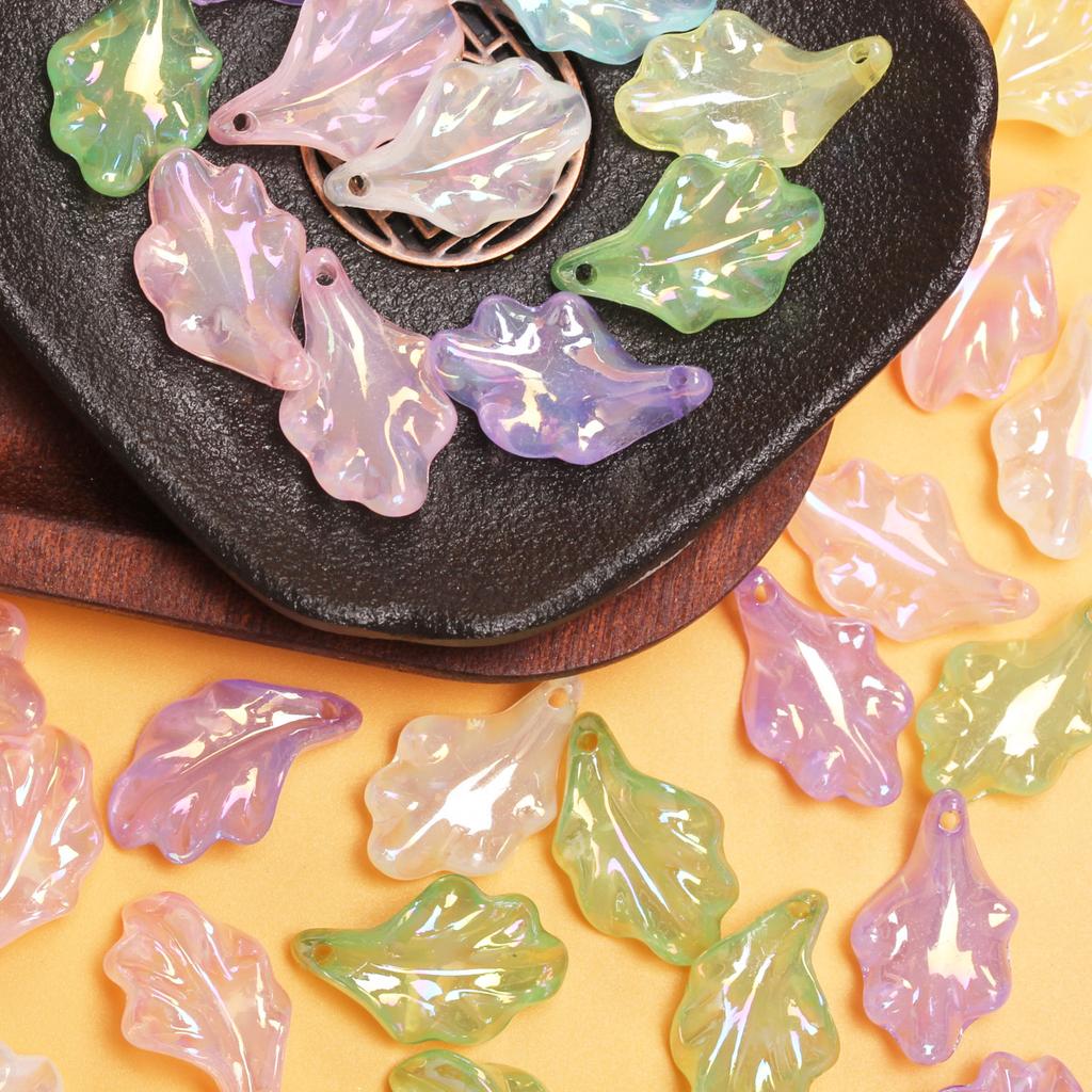 10 шт. креативные акриловые кулон с имитацией глазури и листьев, цветные бусины с УФ-покрытием, браслет «сделай сам», изготовление ювелирных изделий