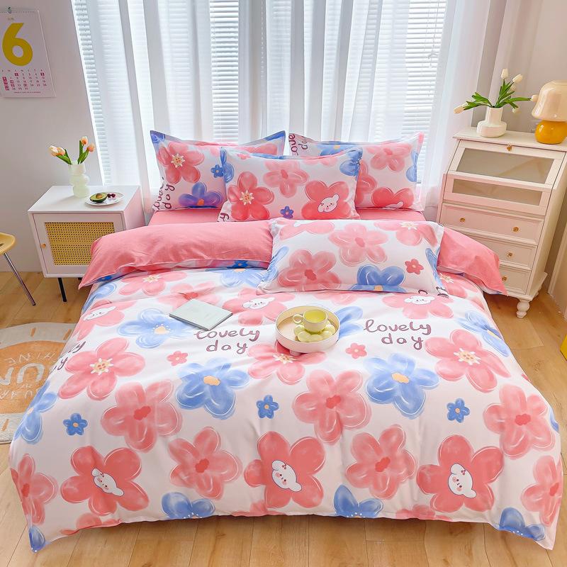 Комплект из четырех предметов из чистого хлопка, утолщенный и шлифованный, комплект из трех предметов из хлопка для общежития