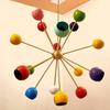 Mid Century Style Multicolored Eyeball Shade Light Brass Chandelier Sputnik Chandelier 16 Arms Brass Decorative Light