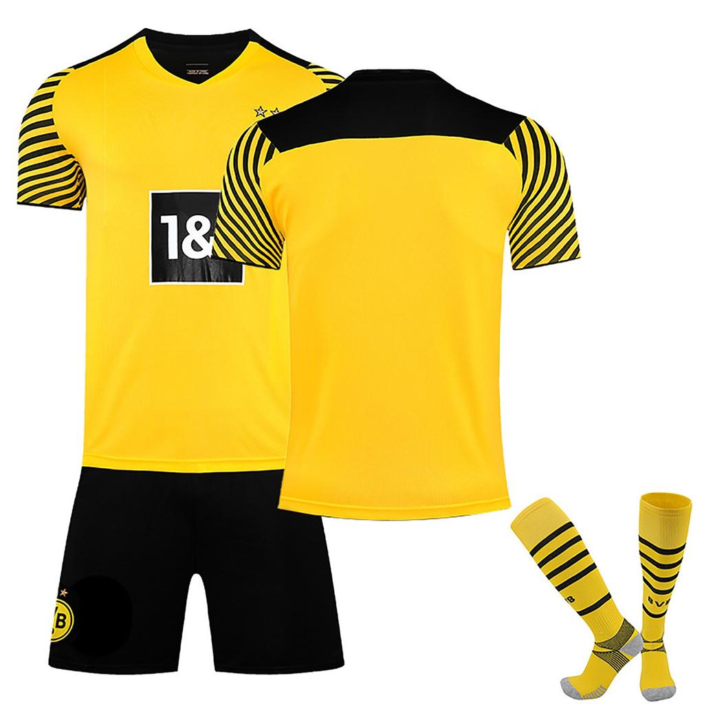 21/22 Dortmund Home Football Jerseys Shorts Socks Set New Shorts Socks Adult Sizes Outfits