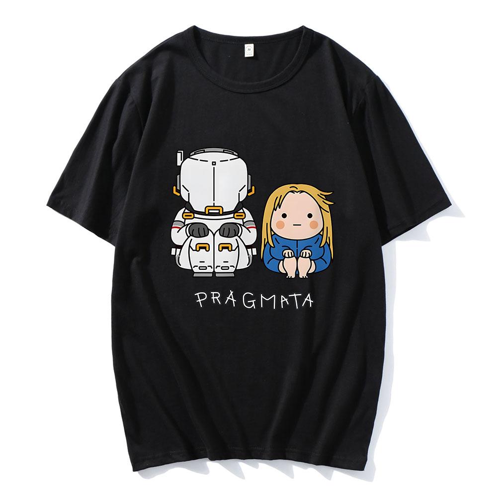 PRAGMATA Hugh Diana Sitting Tshirt Summer Unisex Streetwear Funny Cartoon Graphic Print Merch Short Sleeve Cotton Tee Shirt