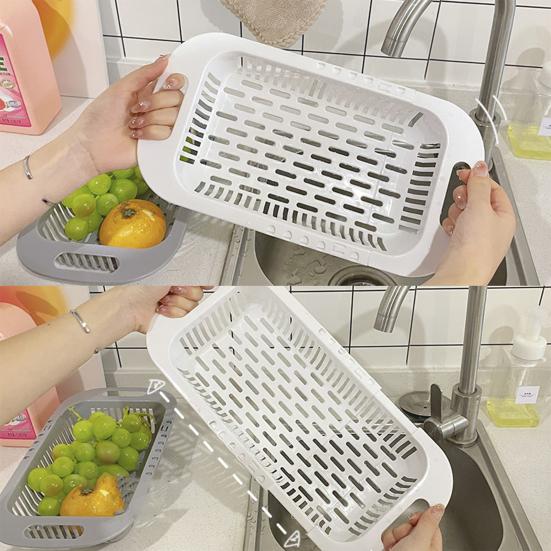Retractable Drain Basket Over-the-sink Multifunction Food Grade Extendable Fruit Vegetable Washing Drainer Colander Strainer Bowl Tableware