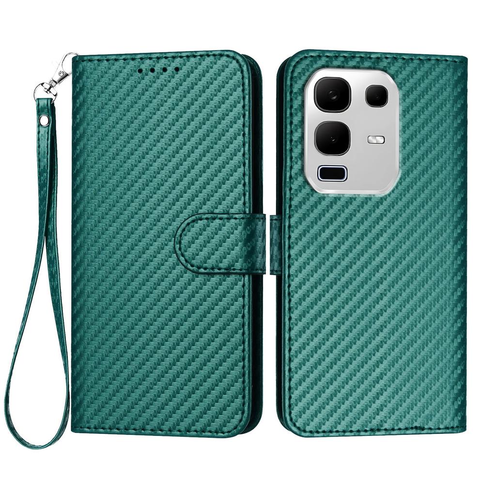 For Infinix Note 50x 5G Wallet Case with Strap Carbon Fiber Texture Leather Mobile Cover