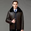 Genuine Leather Jacket for Middle-aged and Elderly Men Daddy Sheepskin Lapel Jacket Plus Velvet Thickened Jacket for Men