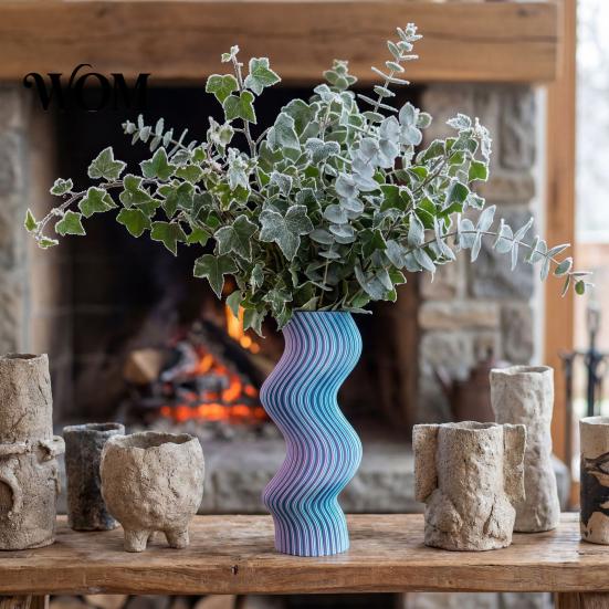Delicate Touch Vase 3D Printed Vase, Minimalist Vertical Striped Flower Nordic Style Matte Finish for Living Room TV Cabinet Coffee Shop Decor And Art