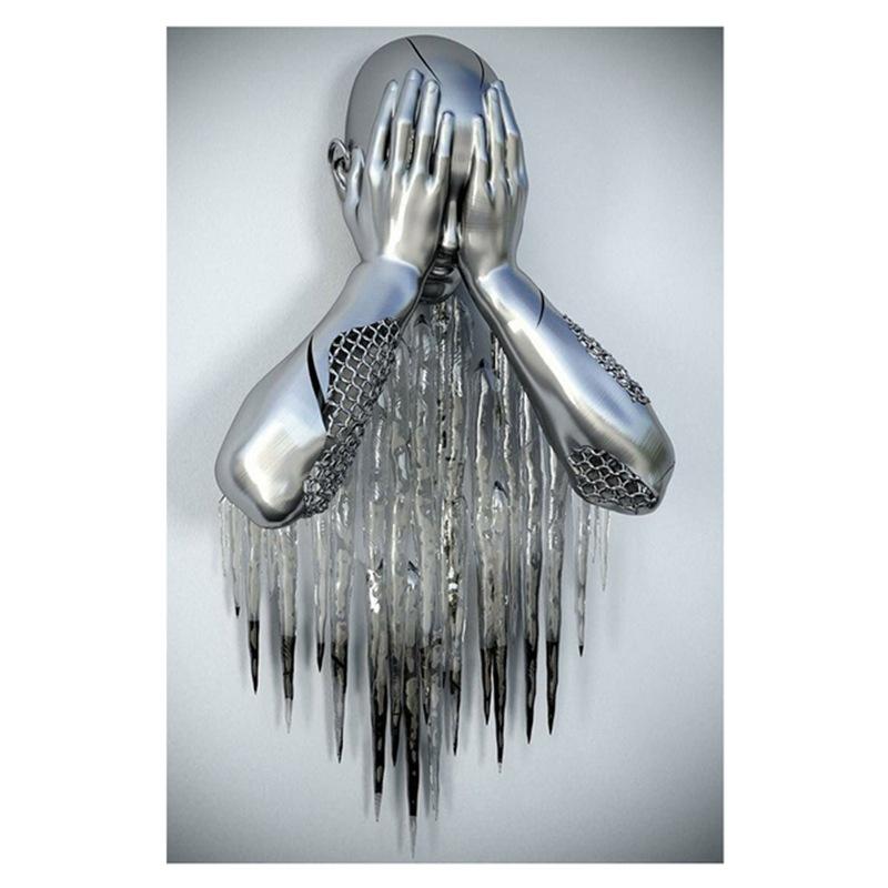 Золотая и серебряная фигурка, статуя, картина на холсте, металлическая скульптура, печать на плакатах, романтические фотографии для влюбленных, современное настенное искусство, домашний декор