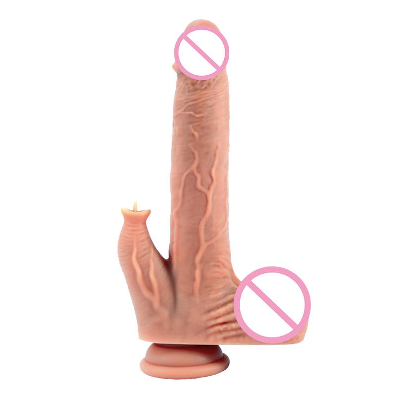 Телескопический пенис для облизывания языка с проводным дистанционным управлением, стимулятор клитора точки G, подогрев, большой фаллоимитатор, вибратор с присоской
