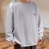 Мужские текстурированные трикотажные рубашки с круглым вырезом, повседневные блузки с длинным рукавом, топы, свободные базовые рубашки