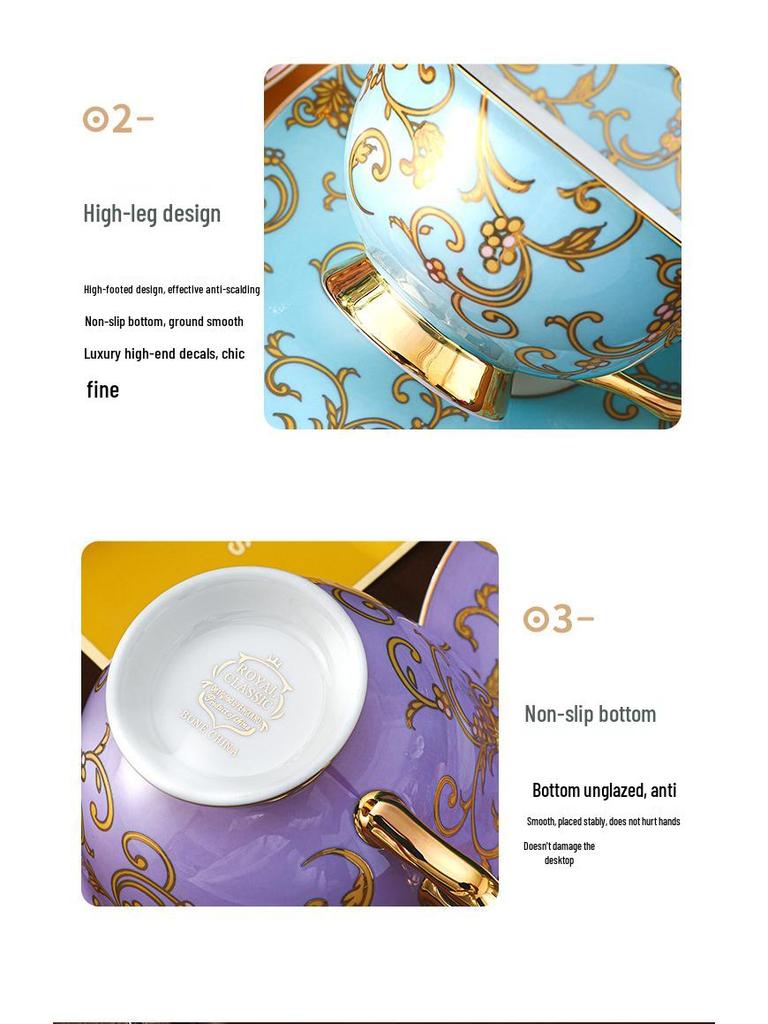 Элегантный кофейный набор из европейского костяного фарфора - Изысканный ретро подарок для послеобеденного чая