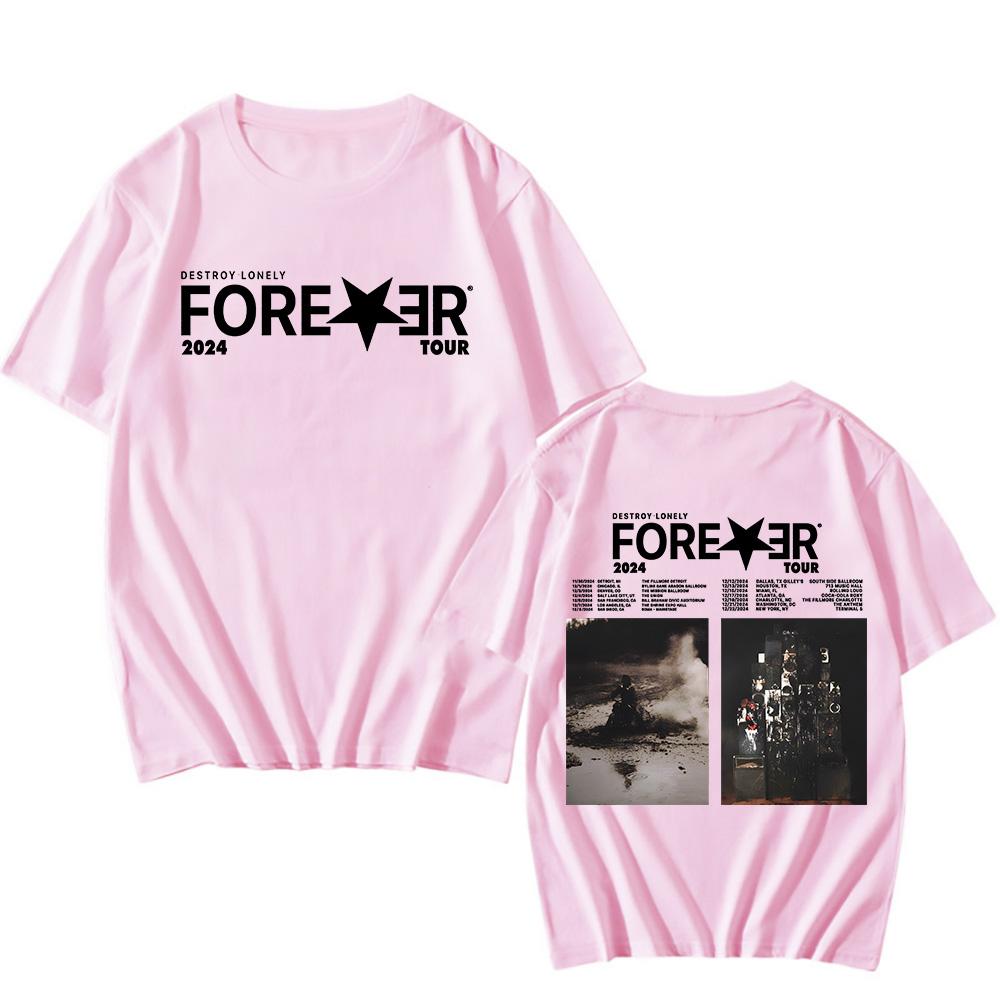 Футболка рэпера Destroy Lonely Cotton Forever Tour Подарки фанатам Двусторонняя классическая футболка с принтом Новые футболки унисекс Топы в стиле хип-хоп и рэп