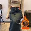 Autumn and Winter Women's Jeans Plush Pants Warmth Straight Pants High Waist Plush Jeans Wide Leg Pant Denim Jeans