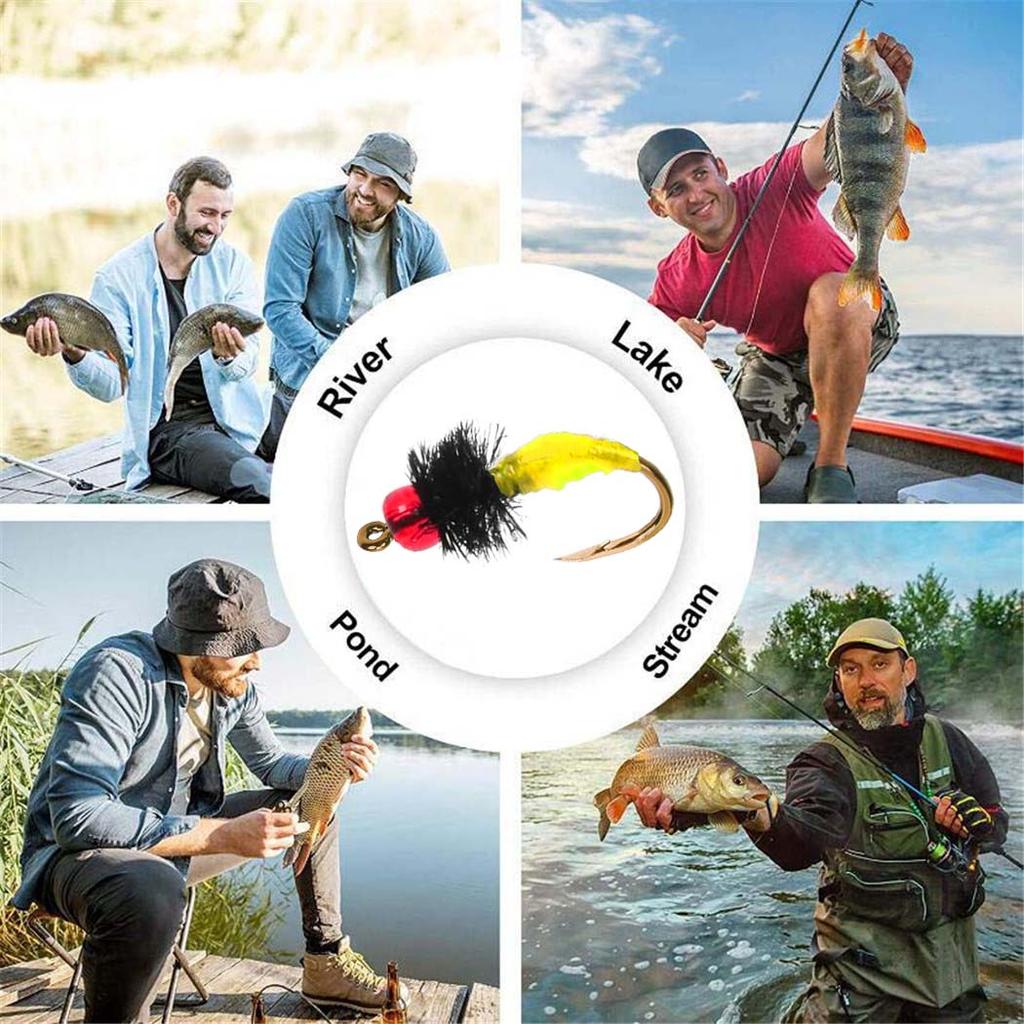 5/10Pcs Realistic Insect Red Beadhead Midges Nymph Bait  Dry Fly Trout/Bass/Carp/ Fishing Lure With Flies Box