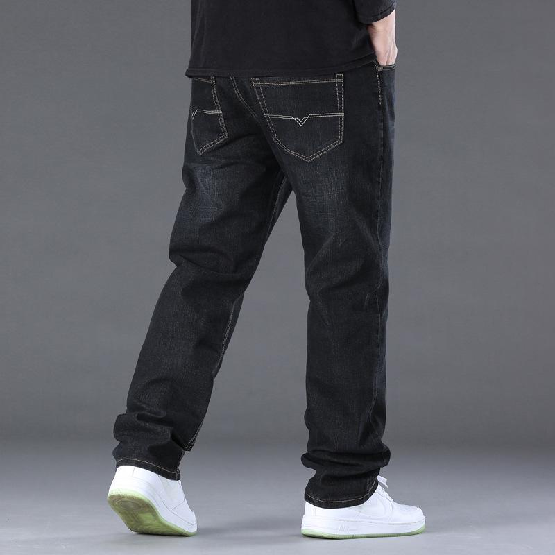 2024 Men's Plus Size Elastic Jeans: Loose, Big, Tall, Straight Leg, Slim Fit Pants for Spring and Autumn