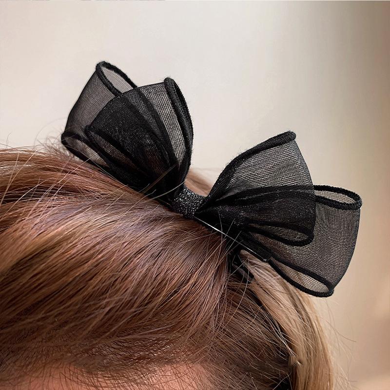 Black Lace Double-Layer Mesh Bow Hairpin For Women Girl Hair Accessories