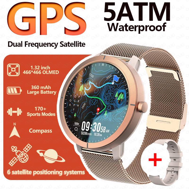 2026 GPS Умные часы 1,32" AMOLED 5ATM Водонепроницаемые 170 Спортивных режимов Компас Множество циферблатов Мониторинг здоровья BT-звонок Умные часы