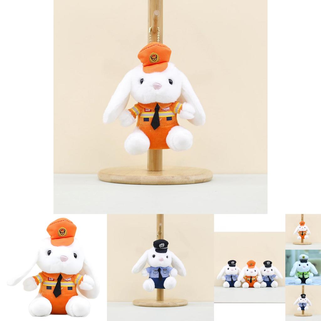 Adorable Plush Police Rabbit Keychain Soft Stuffed Animal For Kids 13cm