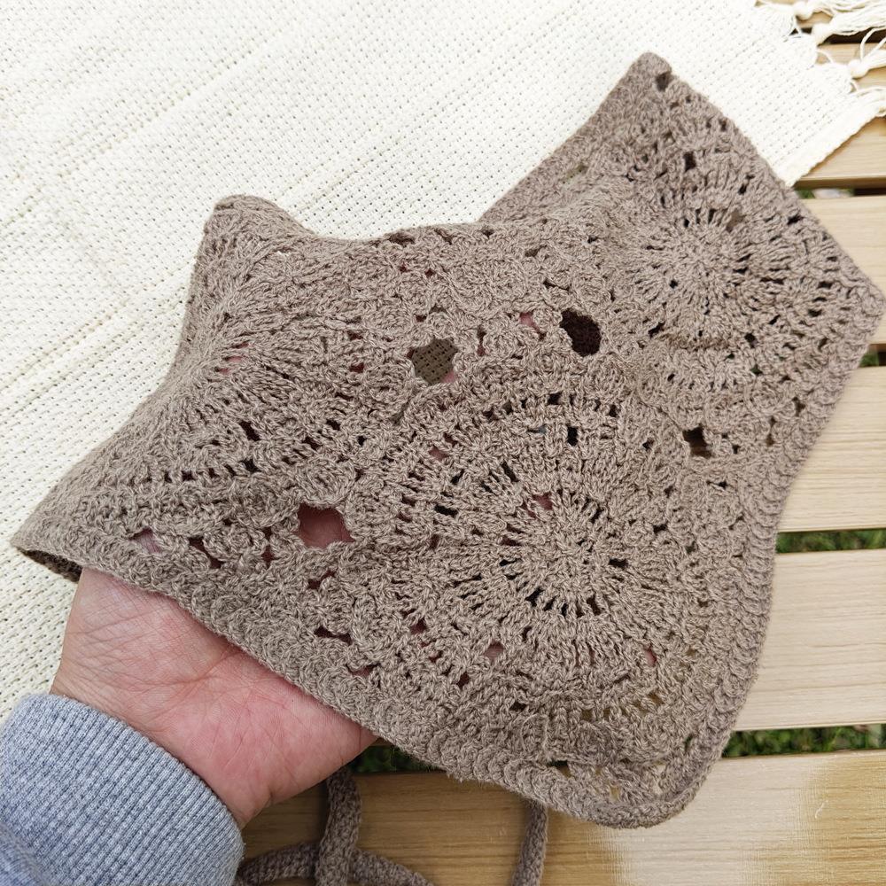 Вязаный крючком шарф для волос ручной работы, вязаная полуюбка, прикрывающая ягодицы, ажурный треугольный платок на голову, завязывающийся, элегантные аксессуары для волос, сделанные своими руками