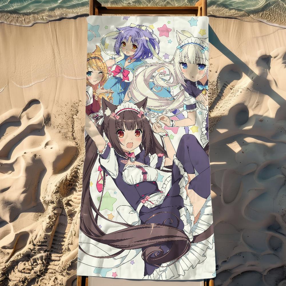 Аниме N-nekopara-a Мультяшное Полотенце Пляжное Полотенце Большого Размера Быстросохнущее Полотенце Впитывающее Мягкое Для Плавания Пляжные Полотенца для Мужчин Женщин