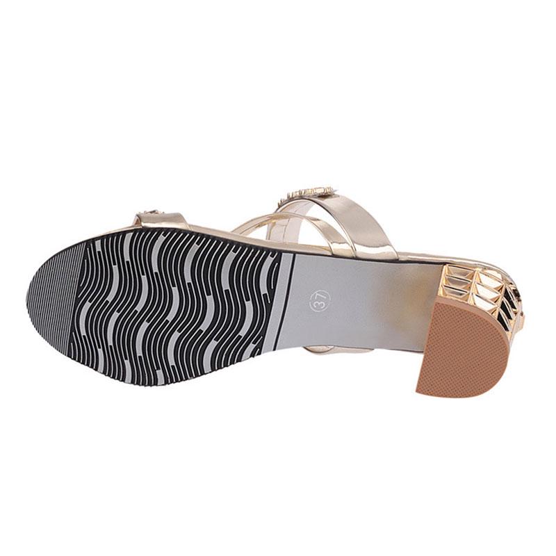 Summer Women Shoes Squre Heel Sandals Peep Toe Ladies Shoes Brand High Heel Sandals Gold Heels 7cm Big Size ZH2971