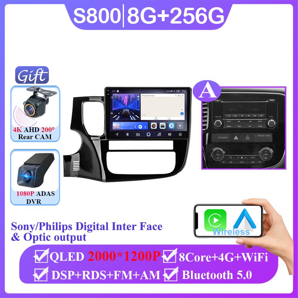Навигация GPS Android 14 Авто Для Mitsubishi Outlander 3 2012-2018 Carplay Автомобильный Видеоплеер 2din DVD Мультимедийная Головное Устройство 2K BT