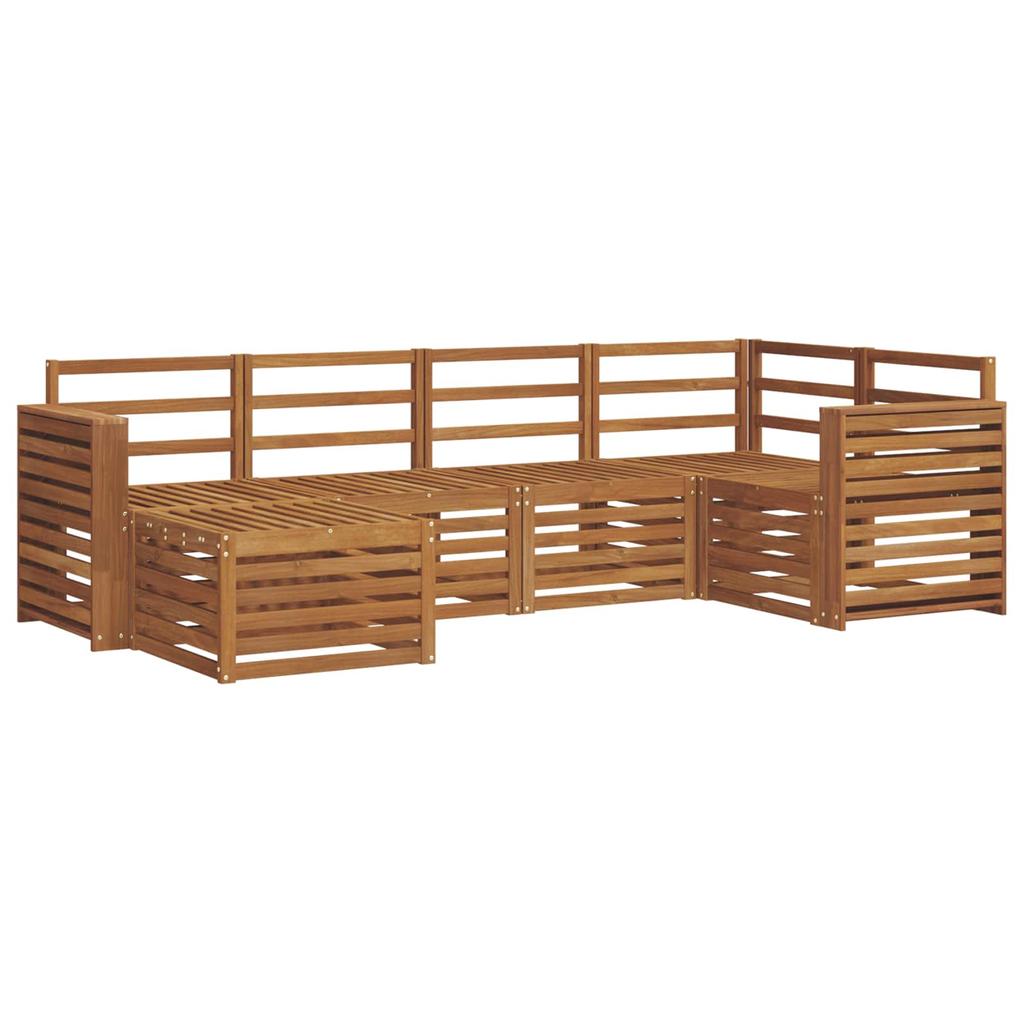 Corner Sofa Set 6 pcs Natural Solid Acacia Wood