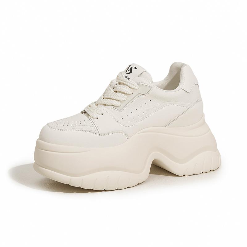 Модные женские кроссовки на толстой платформе, с мягкой подошвой, спортивная повседневная обувь, универсальная обувь для увеличения роста, осенний новый стиль, белые кроссовки