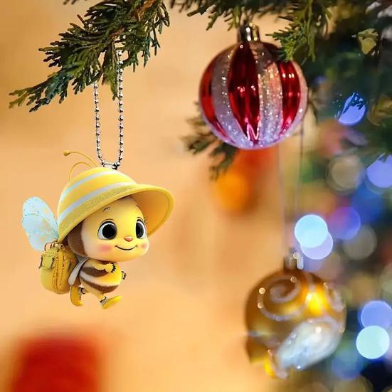 Acrylic Yellow Bee Hanging Decoration Car Rearview Mirror Little Bee Ornament Keychain Backpack Animal