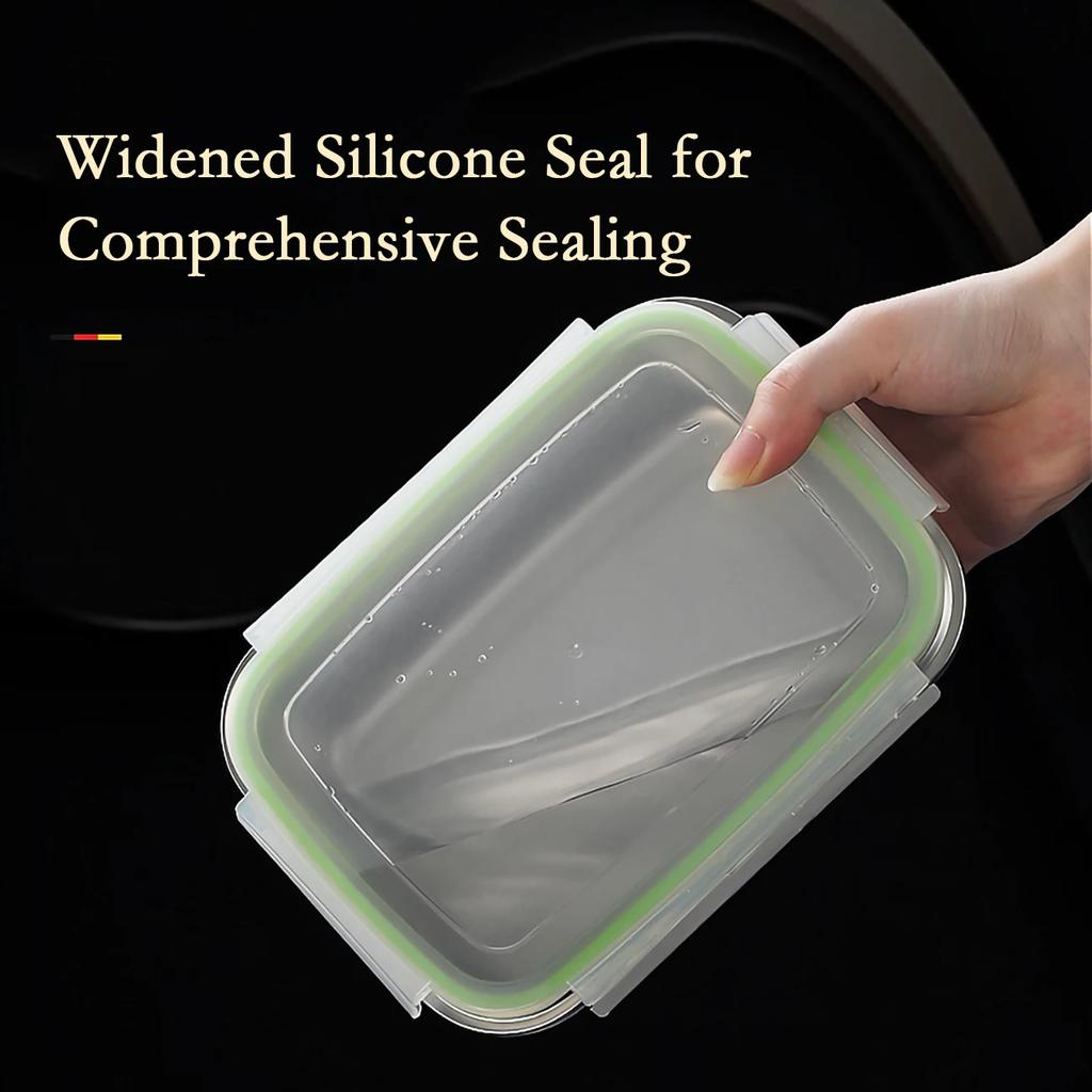 304 Stainless Steel Fresh-keeping Box Sealed Leak Proof Lunch Box Fruit Box with Lid Dumpling Container Refrigerated Storage Box