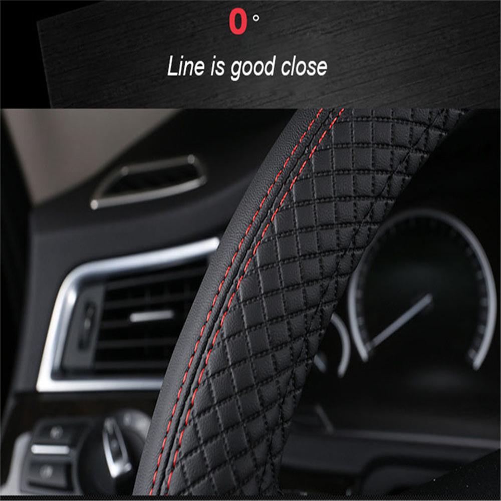 Car Black 38cm PU Leather Steering Wheel Cover Skidproof Comfortable Car-styling