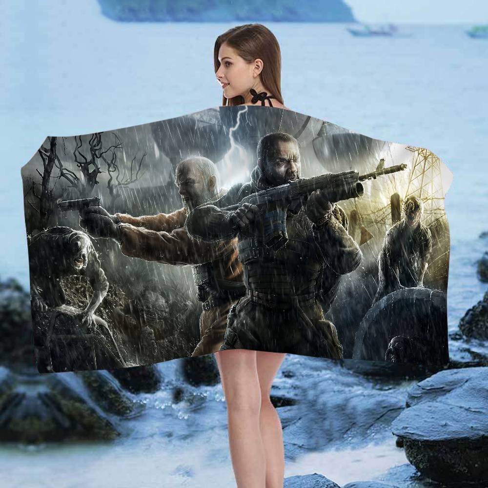 Horror Game S-Stalker Anime Beach Swimming Towel Soft Absorbent Washcloth Children's Gifts for Kids Travel Camping Gym