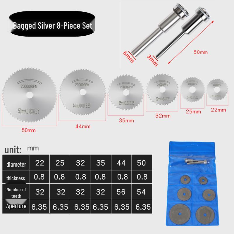 High-Speed Steel Circular Saw Blade Set for Wood, Plastic & Metal - Miniature Size for Hand Drills & Electric Grinders