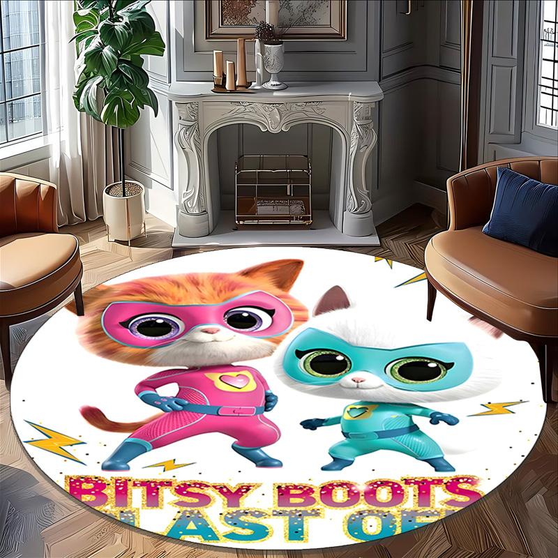 1pc Super Kitties Adventures2 Print Round Carpet Chair Round Carpet Suitable for Bedroom Living Room Home Decorative Carpet