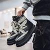 Уличные мужские черные мотоциклетные ботинки Модные короткие ботинки Crazy Strap Barrel Boots Мужские дизайнерские туфли на платформе Кожаные ботинки Hombre