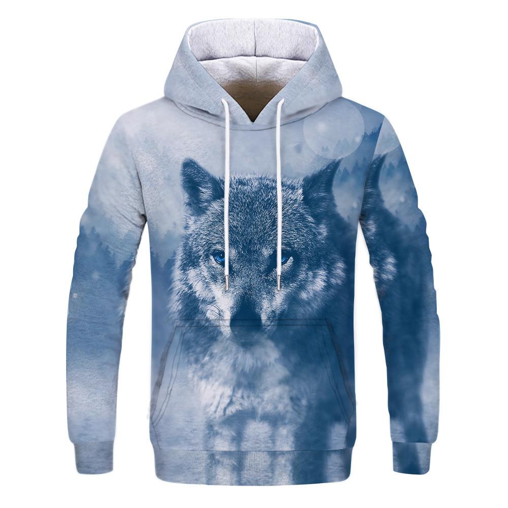 Spring Autumn Hooded Sweatshirt 3D Digital Printing Unisex Hoodies Men Women Wolf Fashion Loose Pullover