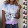 Женская летняя футболка тренд цветочный принт ретро мода футболки с коротким рукавом повседневные принтованные топы