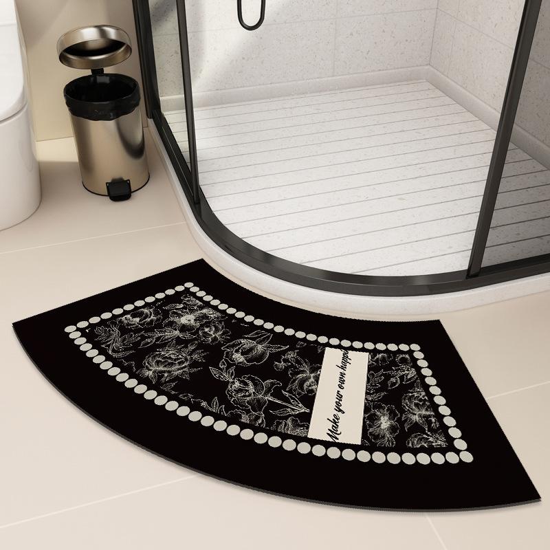 Круглый коврик для пола в ванную комнату, впитывающий воду и противоскользящий коврик для ног у входа в ванную комнату, веерообразный коврик для унитаза