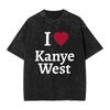 Я люблю K-Канье Уэста Выстиранная футболка Мужская Футболка рэпера Винтажные хлопковые футболки Пляжная с круглым вырезом Популярная футболка с принтом Одежда