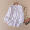 Хлопковые блузки и рубашки с круглым вырезом и длинными рукавами для женщин, весенняя свободная рубашка в стиле ретро для поездок на работу