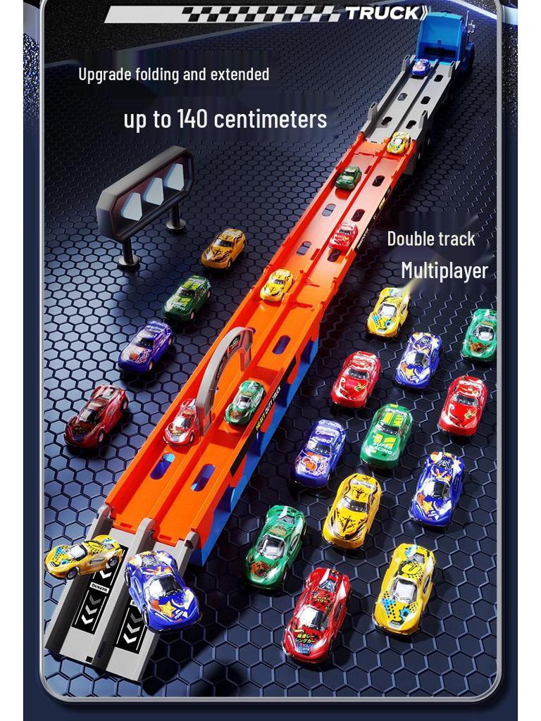 Игрушка грузовик-трансформер с двойным треком и инерционным хранением - Большой контейнер из сплава для детей