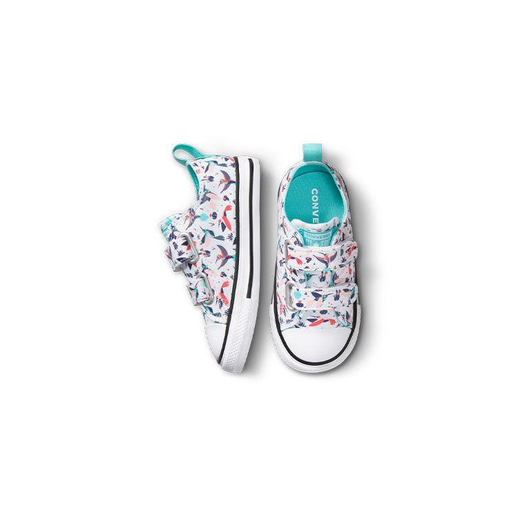 Converse Кеды для ходьбы All Star с принтом колибри, на липучках, прочные, с низким верхом, детская обувь, белые A01676C