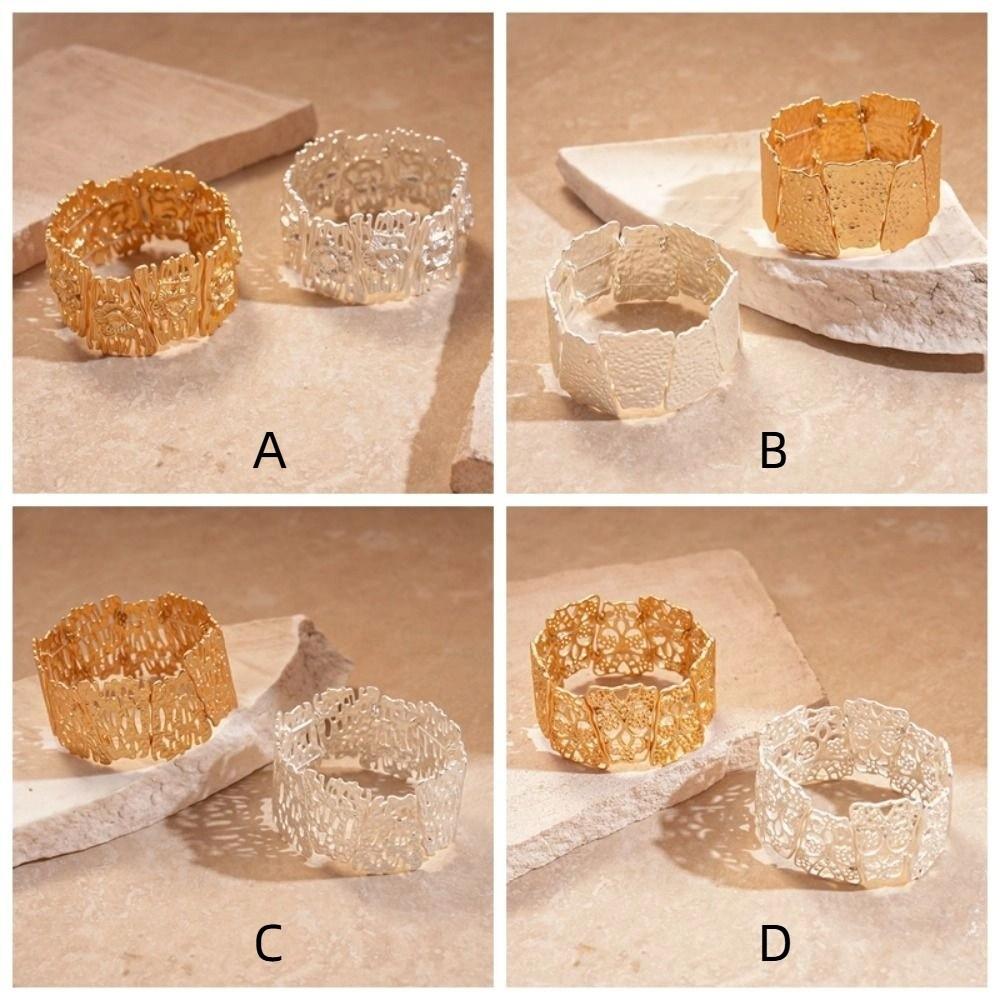 Europe American Style Zinc Zinc Alloy Metal Wide Bangle Hollow Exaggerated Bracelet Chunky Bracelet  Lady