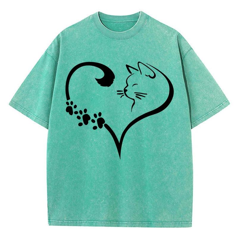 Милые футболки с принтом кота и сердца из мультфильма, мужские шикарные футболки оверсайз, дизайн, мягкая футболка, одежда для пожилых, дышащая