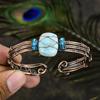 Caribbean Larimar Handmade Copper Wire Wrap Cuff Bangle Adjustable F5k73